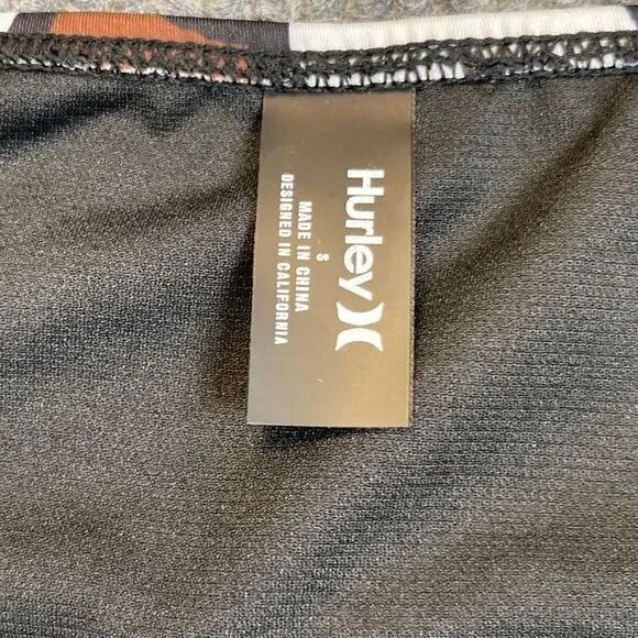 Hurley Women Small Brown Floral Long Sleeve One Piece Swimsuit Surf Rash Guard - Picture 5 of 10